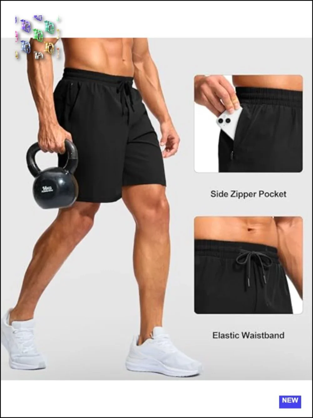 Men's Athletic Running Shorts with Zipper Pocket 5/7 Inch Quick Dry Gym Workout